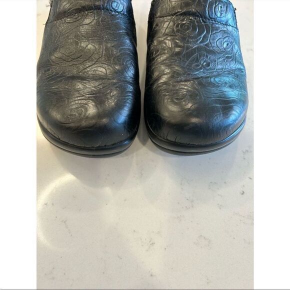 Alegria Keli Black Leather Slip-On Wedge Heel Comfort Work Shoes - Picture 3 of 7